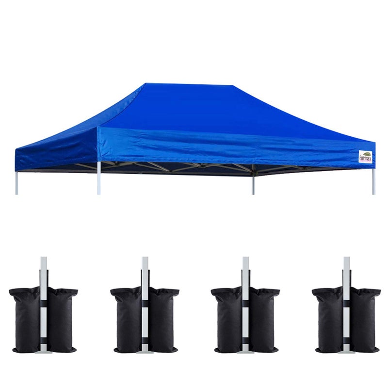Eurmax USA Pop Up Canopy Top Gazebo Tent Cover Replacement Top Only,Bonus 4PC Pack Weight Bag (10x15, Blue) - Image 1